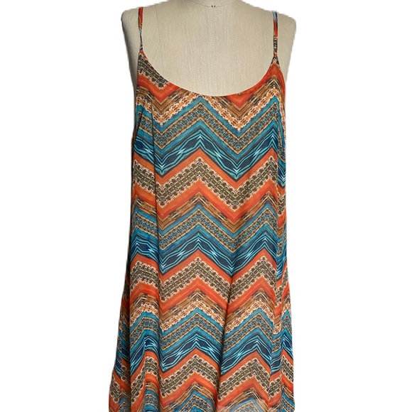 Poetry Dresses & Skirts - Pretty spaghetti strap orange and teal dress. . Size medium